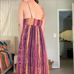 Pink colorful maxi dress size small